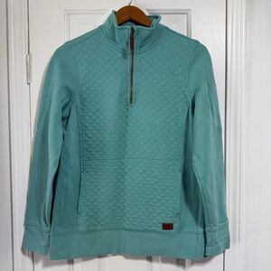 L.L. Bean Women's Quilted Quarter-Zip Pullover sea green teal sweater M tall